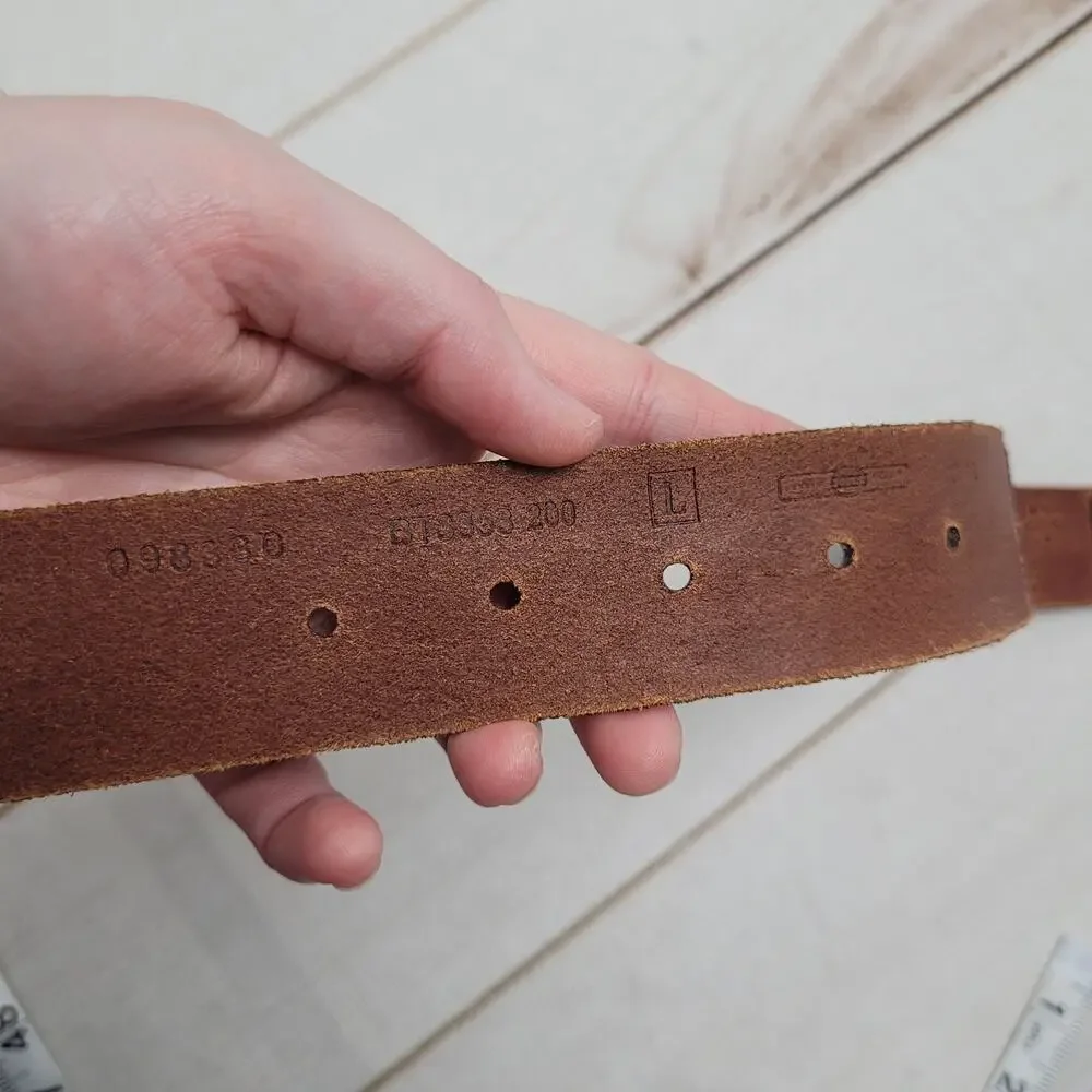 Fossil tooled floral studded leather patchwork belt boho bohemian L